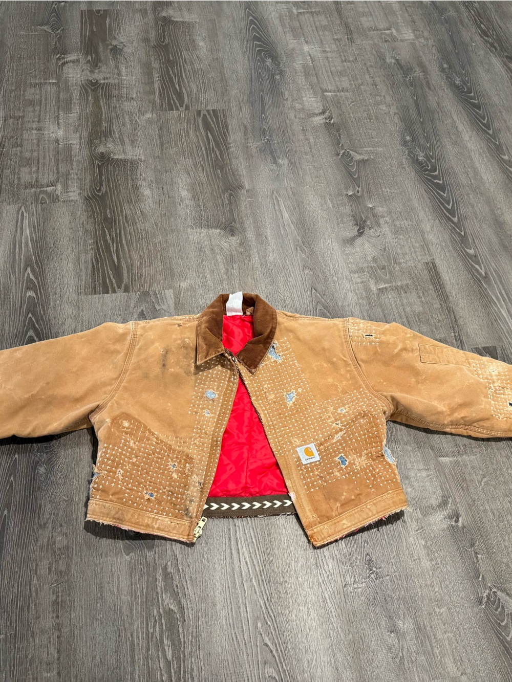 Carhartt Detroit inspired Jacket with Red Quilted Lining